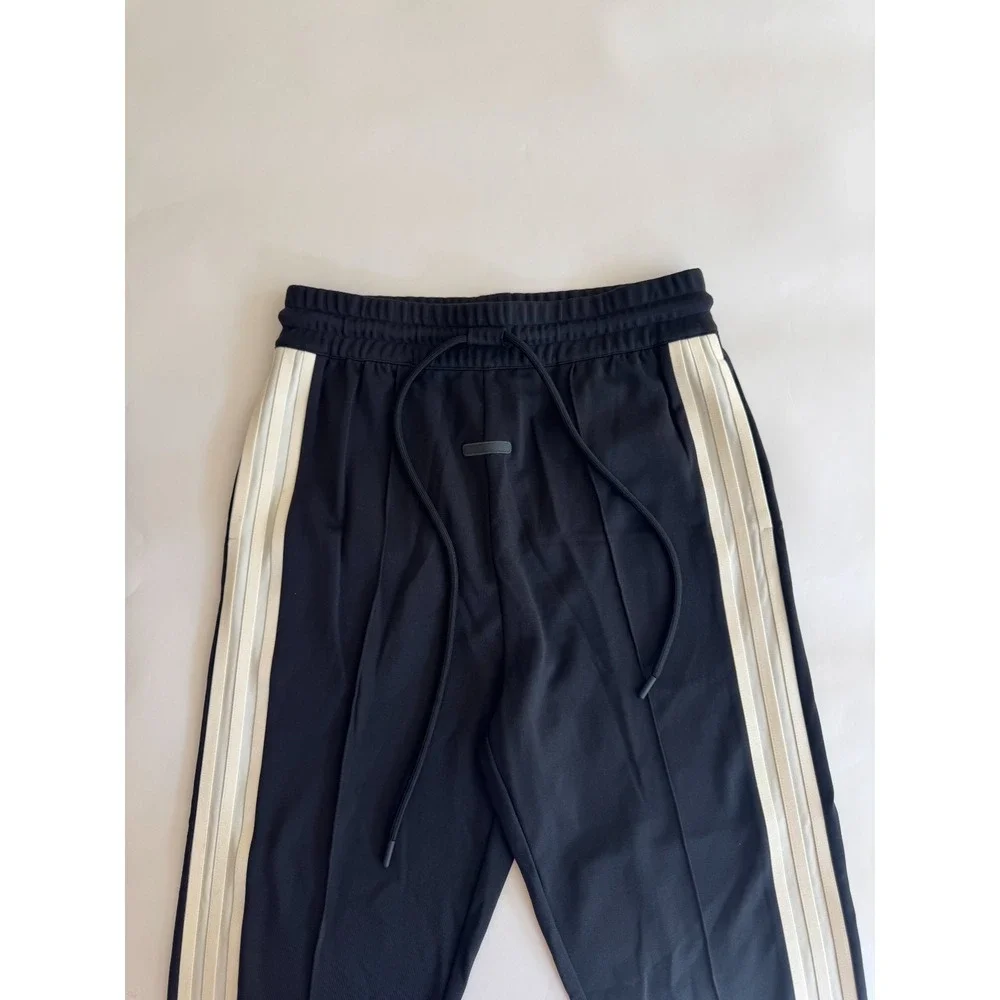 adidas Black Track Pants with White Side Stripes